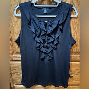 Chaps Women's Navy Ruffle Top